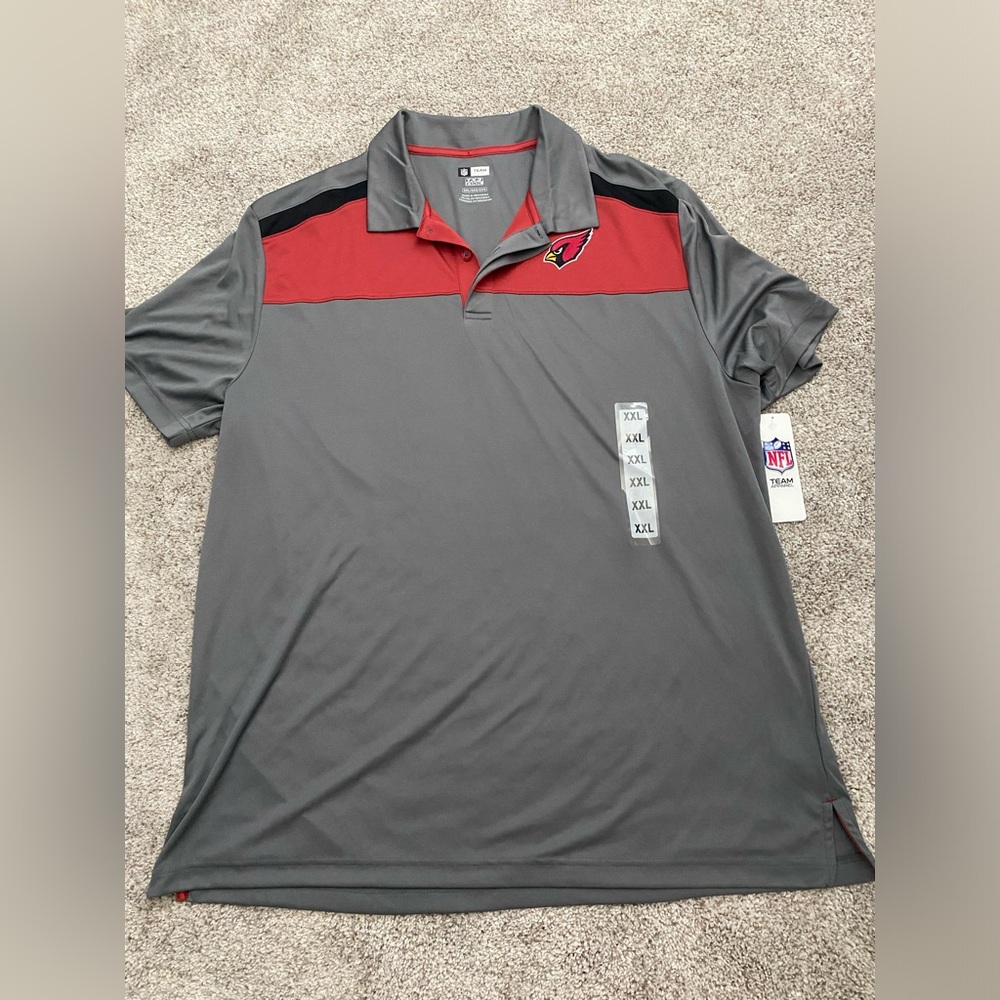 MENS 2XLARGE GRAY & RED NFL ARIZONA CARDINALS POLO SHIRT - NWT